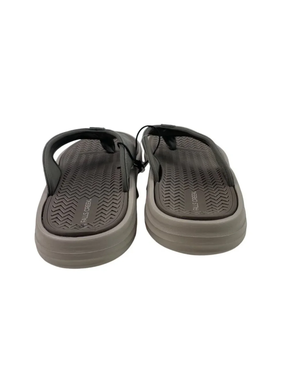 Falls Creek Mens Size Medium (7-8) Gray Canvas Rubber Flip Flops